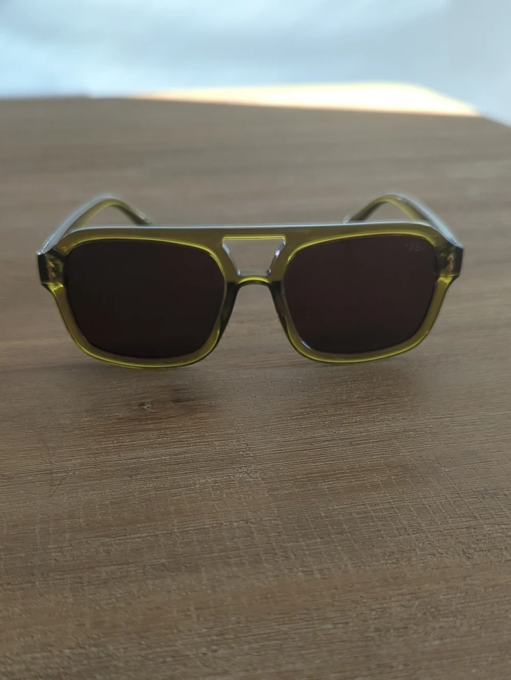 I-Sea Green Transparent Frame Sunglasses with Brown Lenses